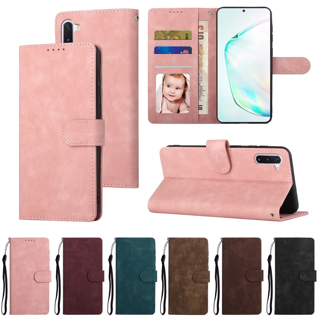 Ốp Điện Thoại Da Pu Mềm Dạng Ví Nắp Lật Sang Trọng Cho Samsung Galaxy Note10 Note10+ Note9 Note8 S10+ S9+ S10 S9 Plus