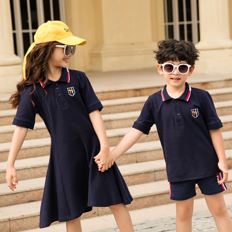 Đồ gia đình đẹp 3/4/5 người ❤️FREESHIP❤️ set đồng phục gia đình váy áo thun có cổ dễ thương màu xanh than AG02