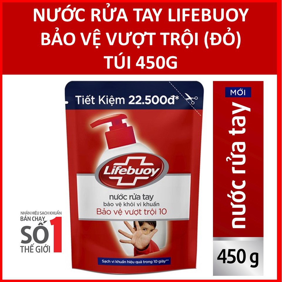 Nước rửa tay Lifebuoy Bảo vệ vượt trội 10 (Đỏ) Túi 450g | BigBuy360 - bigbuy360.vn