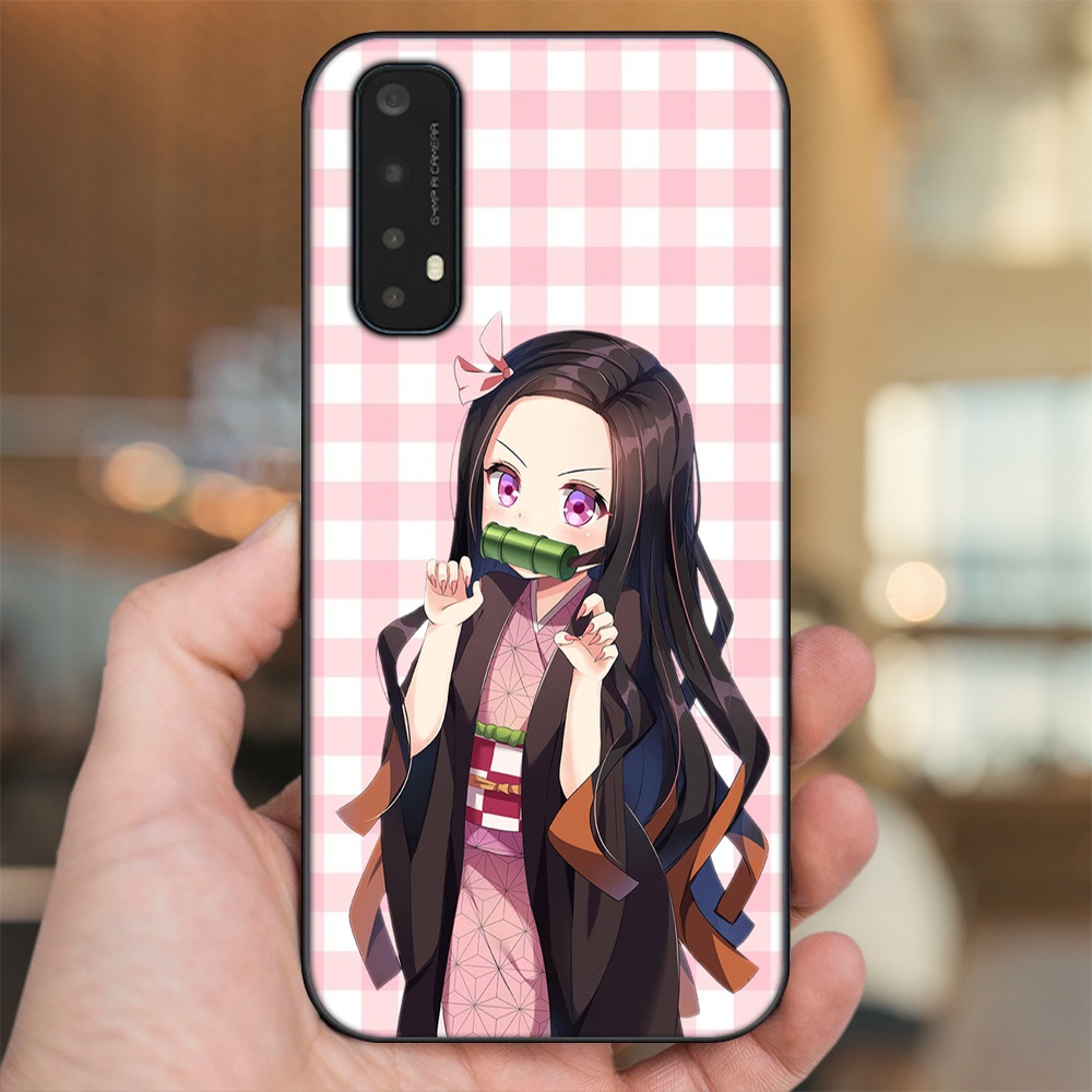 Ốp lưng Realme 7 viền đen in hình Nezuko Kimetsu no Yaiba