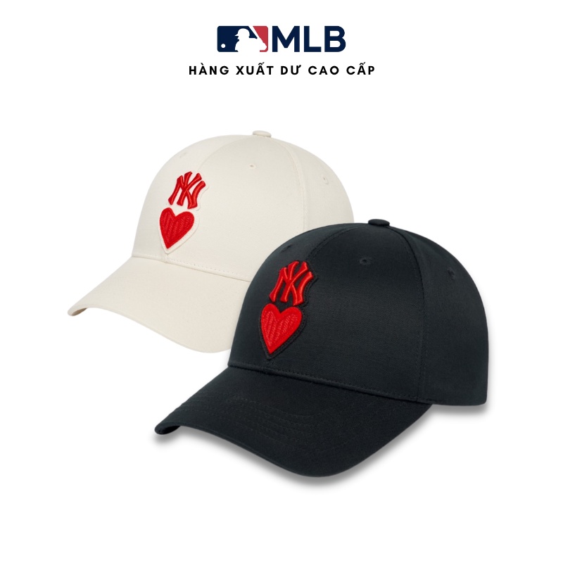 Mũ lưỡi trai MLB thêu chữ NY hoạ tiết trái tim hàng xuất dư cao cấp phong cách Hàn Quốc
