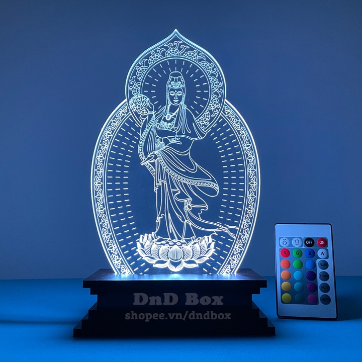 [HCM] Đèn led 3D hình Phật - Quán Thế Âm Bồ Tát - Mẫu hình đứng - DnD Box