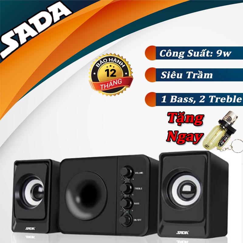 Bộ 3 Loa Máy Vi Tính USB 2.1 SADA D-205 Âm Thanh Siêu Trầm Dung Cho Máy Tính Điện Thoại TV +Tặng 𝐇𝐨̣̂𝐩 𝐐𝐮𝐞̣𝐭 𝐁𝐚̣̂𝐭 𝐋𝐮̛̉𝐚