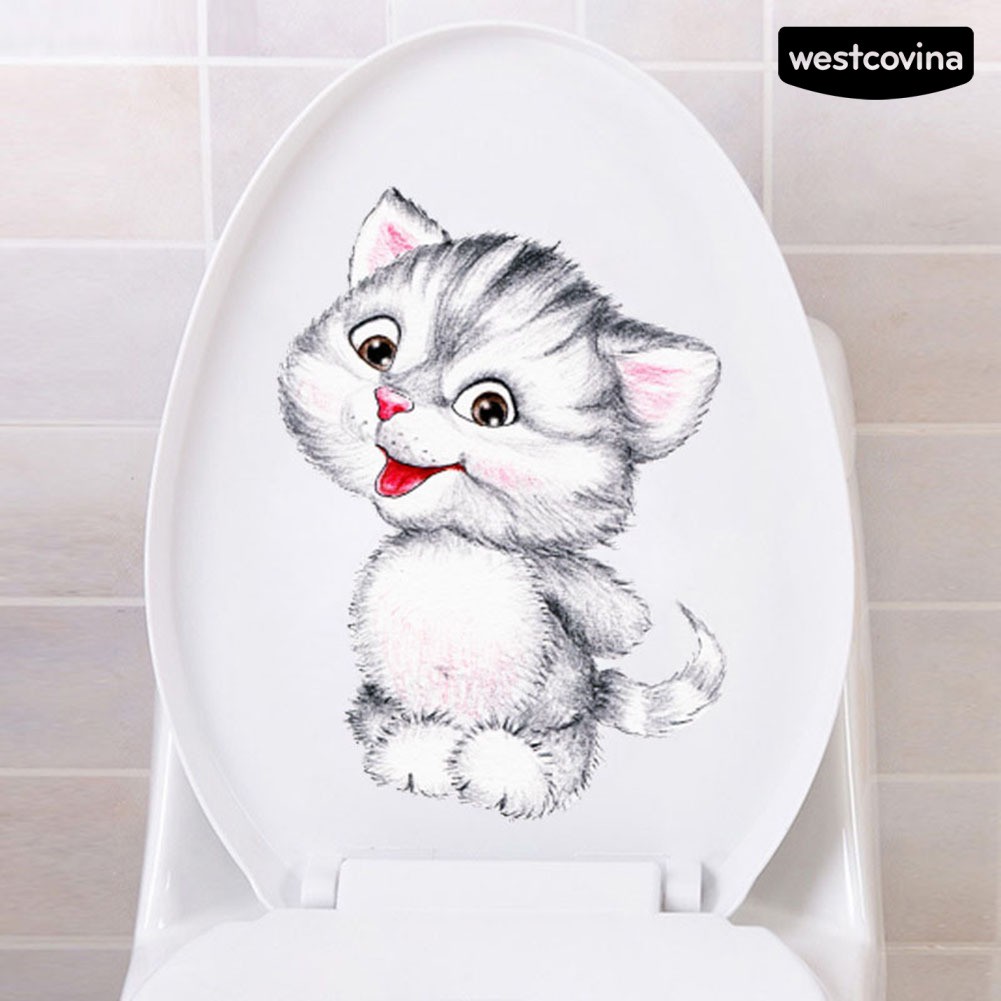 Miếng Dán Hình Mèo Dễ Thương Chống Thấm Nước Trang Trí Bồn Cầu