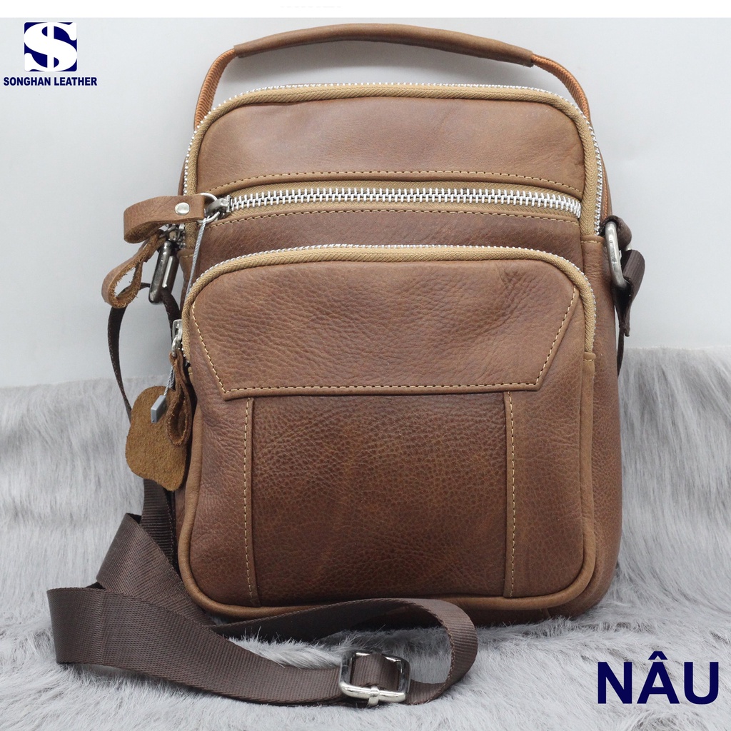 Túi Đeo Chéo Nam Mini Da Bò Cao Cấp Songhan Leather BM04,Túi Đeo Vai Thời Trang Đựng Vừa Ipadmini,Bảo Hành 12 Tháng