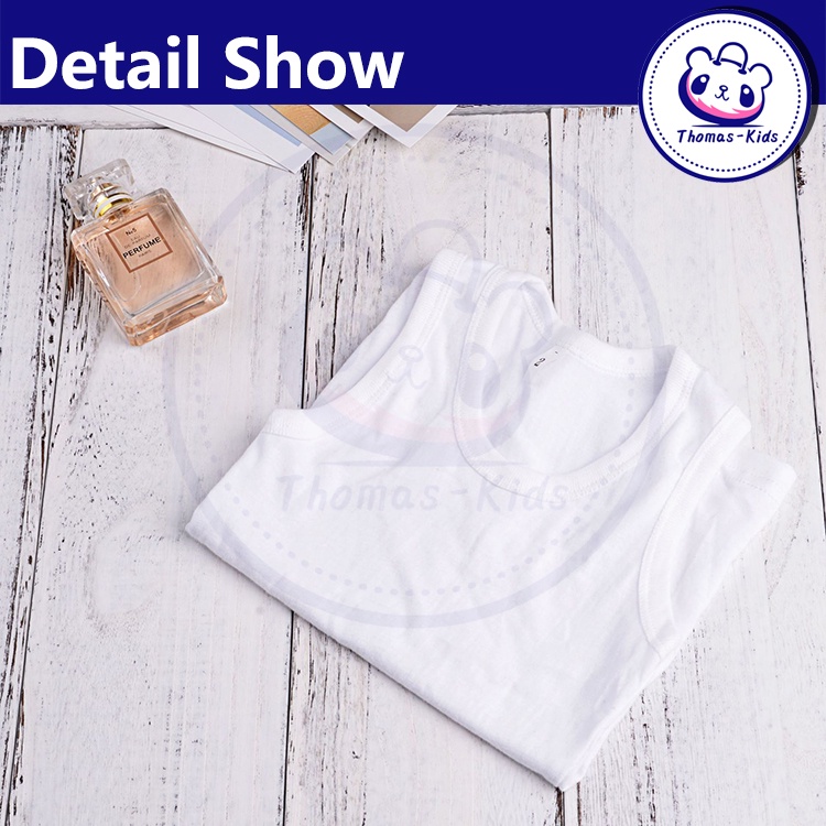 Áo ba lỗ 100% Cotton màu trắng phong cách mới cho bé 2-10 tuổi