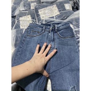 Quần jeans ôm cạp cao hack dáng màu siêu tây