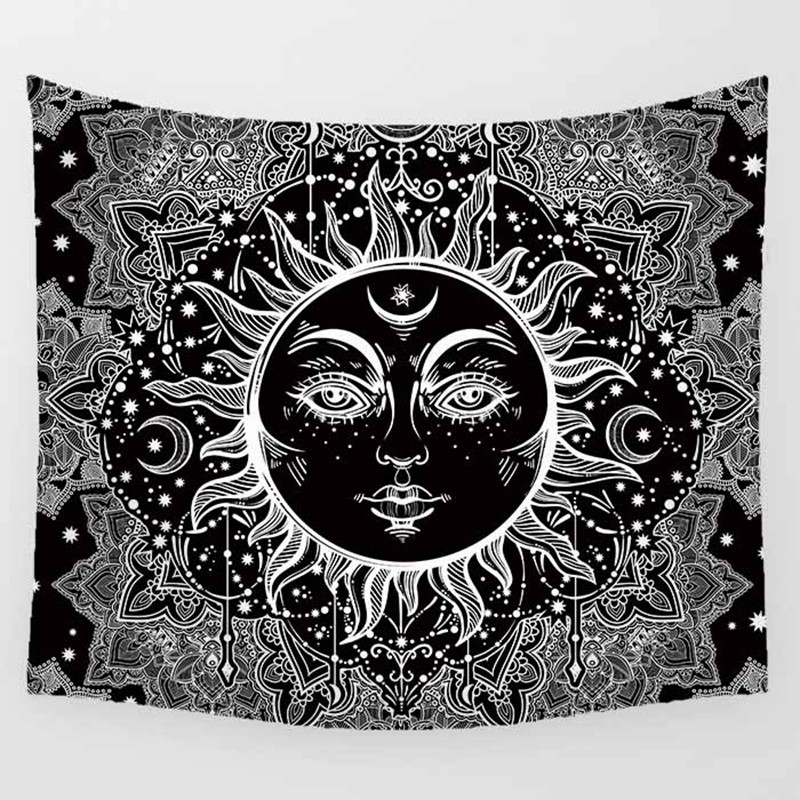 Thảm Treo Tường Hình Chữ Nhật In Họa Tiết Hoa Sen mandala Kích Thước 150 * 130cm