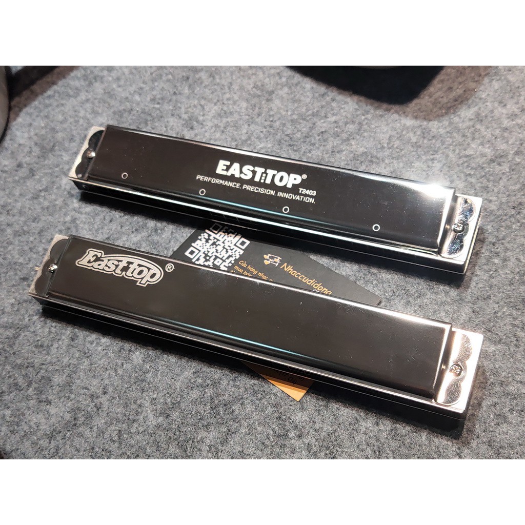 Kèn harmonica tremolo Easttop T2403 New Phiên bản mới hộp giấy bản tiếng Anh chuẩn ISO 9001 Key C Bạc Tặng Kèm Bao Nhung