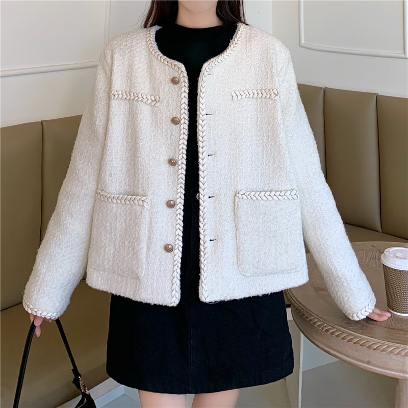 HOT - Áo khoác dạ tweet nhũ muối tiêu ren - 2 màu đen trắng | BigBuy360 - bigbuy360.vn