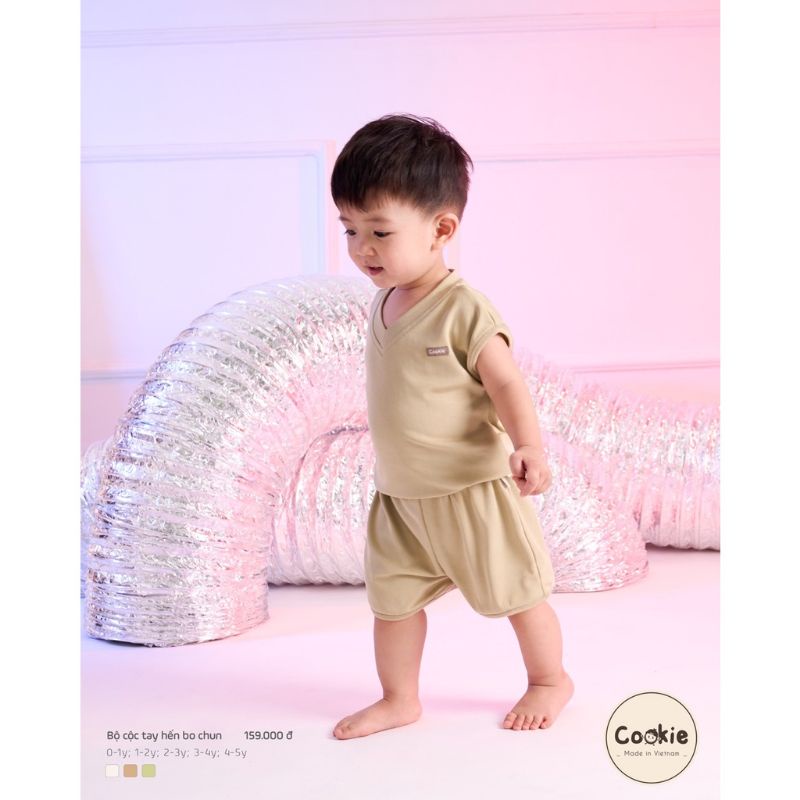 COOKIE - Bộ cộc tay hến bo chun cho bé từ 1y đến 5y