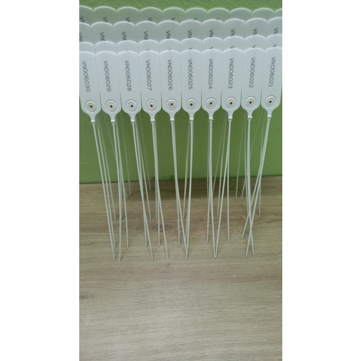 Set 50 CHIẾC Seal nhựa niêm phong dạng tròn dài 30cm khóa kim loại in seri liên tục