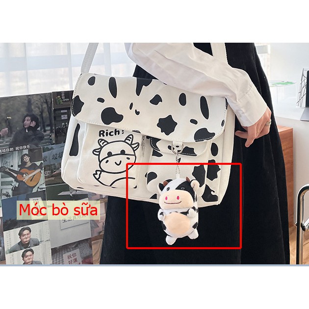 Túi đeo chéo nữ mini vải canvas bò sữa hottrend | WebRaoVat - webraovat.net.vn