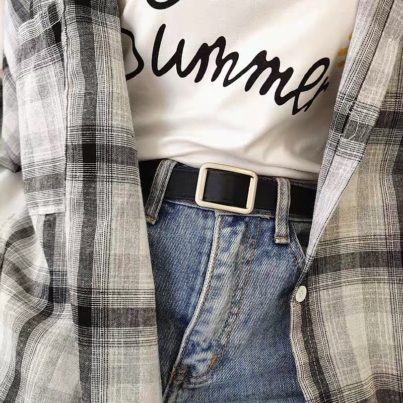 Dây thắt lưng Nam Nữ mặt TRòn - Vuông - Chữ Nhật - dây nịt học sinh Sim sim shop bản to 3cm