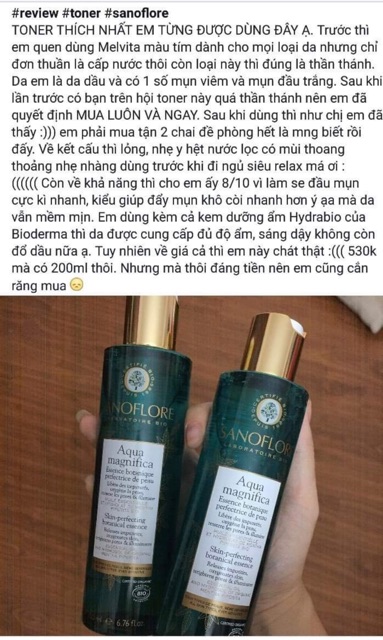 Toner Sanoflore Aqua magnifica cho da dầu mụn nhạy cảm