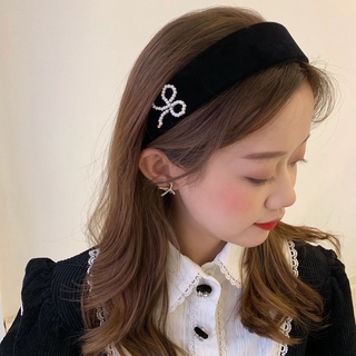 Băng đô cài tóc vải nhung đính ngọc trai phong cách cổ điển