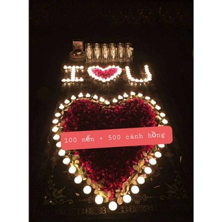 Set 100 nến bơ tealight tặng kèm 500 cánh hoa hồng trang trí SN, tỏ tình, cầu hôn