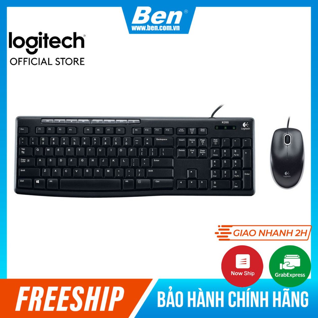 Bộ bàn phím và chuột có dây Logitech MK200