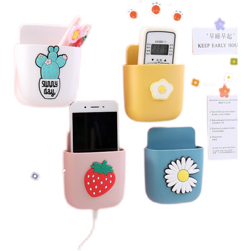 Hộp đựng đồ gắn tường tự dính mini họa tiết hoạt hình dễ thương