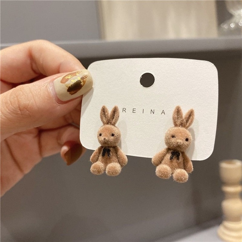 1 đôi bông tai hình thỏ đính nơ dễ thương vui nhộn