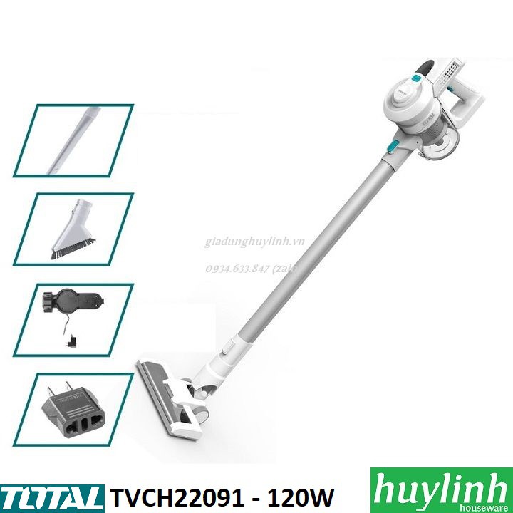 [Mã 155ELSALE giảm 7% đơn 300K] Máy hút bụi dùng pin Total TVCH22091 - 22.2V/2.0 Ah - 120W