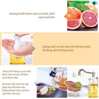 Nước Rửa Bình Sữa Kháng Khuẩn 500ML + Dụng cụ vệ sinh cọ rửa bình sữa 360 độ Wesser (Made in Vietnam)