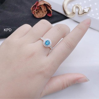 Nhẫn bạc Ý mặt đá tròn MS59