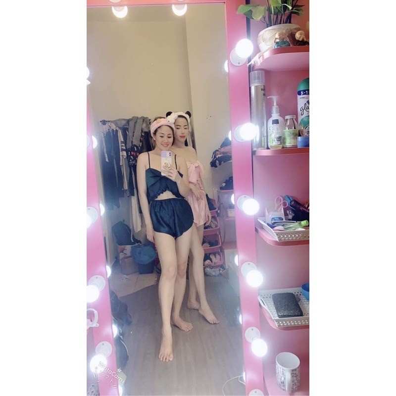 Đồ ngủ sexy 2 dây [FREESHIP] Đồ ngủ sexy 2 dây lụa phối nơ Freesize dưới 60kg | BigBuy360 - bigbuy360.vn