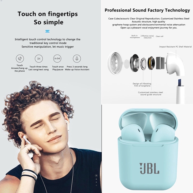 Tai Nghe Bluetooth Không Dây Chất Lượng Cao PK Jbl Tws I12 Cho Android Iphone I12