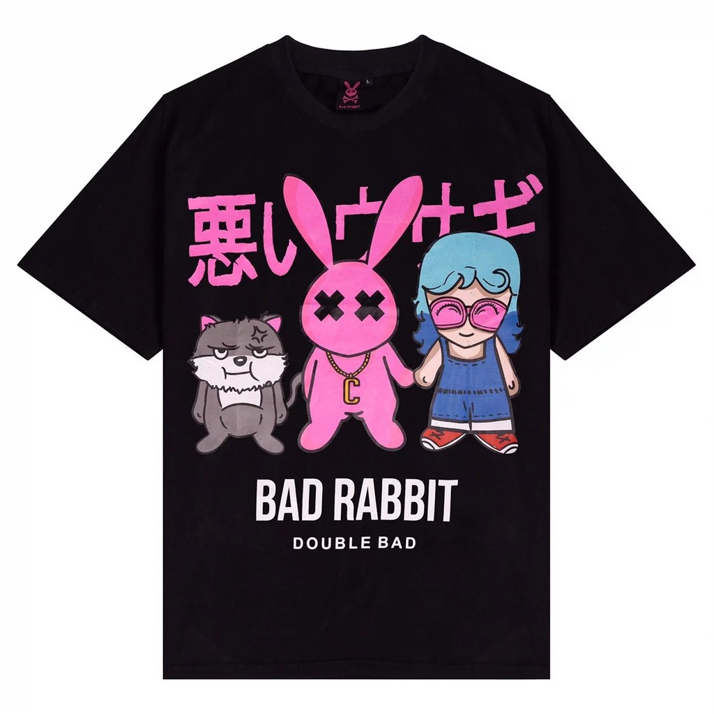 [MADE IN VN]Áo Thun Tay Lỡ Phom Rộng, Unisex nam nữ 45-80kg, BAD RABBIT DOUBLE