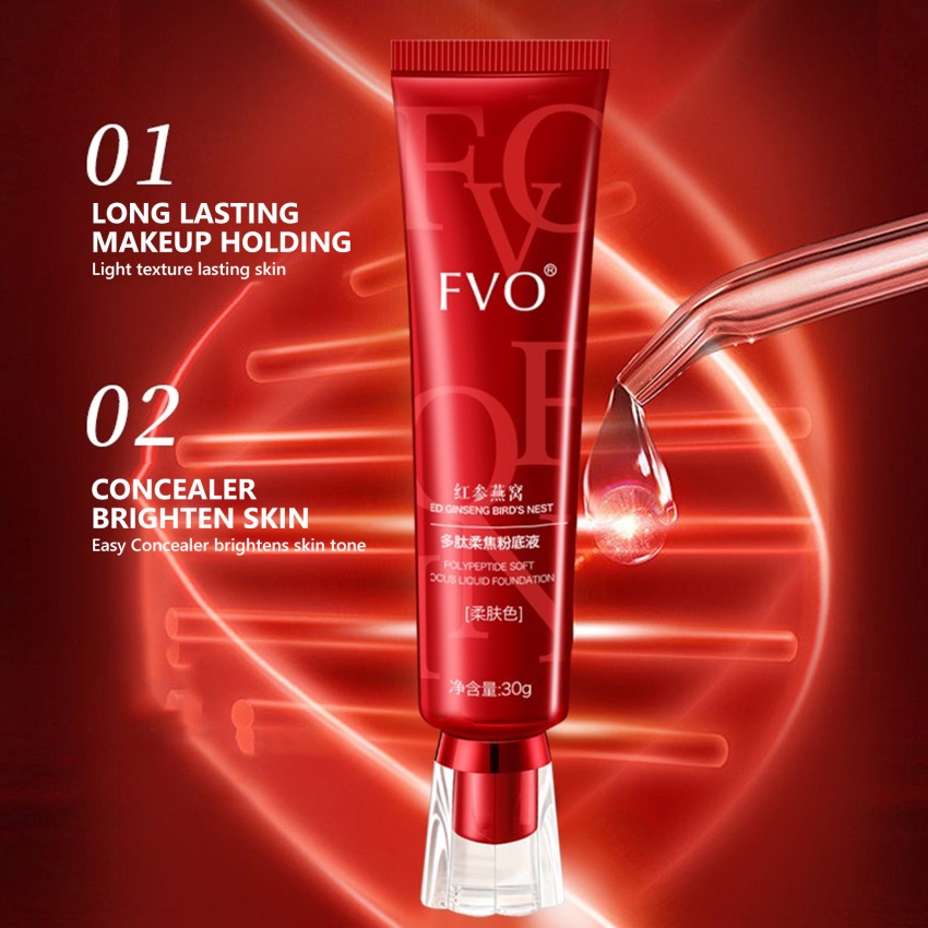 Red ginseng Kem Nền Che Khuyết Điểm polypeptide Dưỡng Ẩm Làm Sáng Da Kiềm Dầu Lâu Trôi Chống Thấm Nước 30g