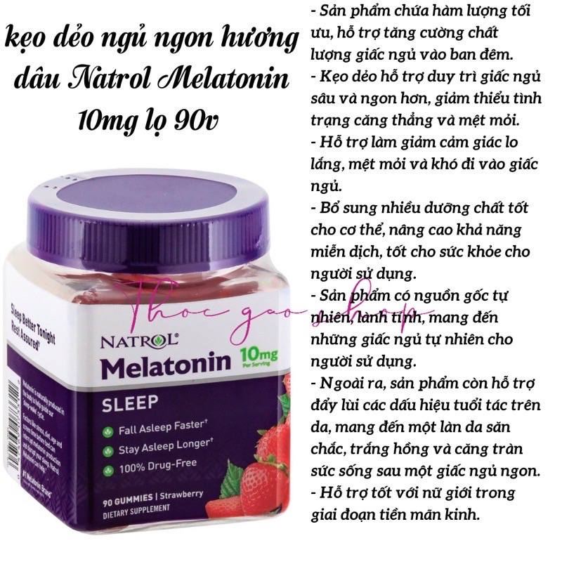 Kẹo dẻo hỗ trợ ngủ ngon Natrol Melatonin 10mg 90v