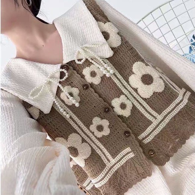 Áo dệt kim không tay phong cách Hàn Quốc thời trang cho nữ