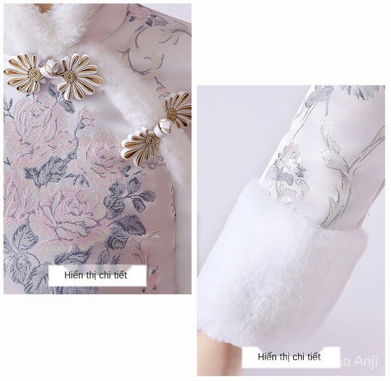 Cheongsam Girls Children Cheongsam Student Dress Girls Winter Velvet