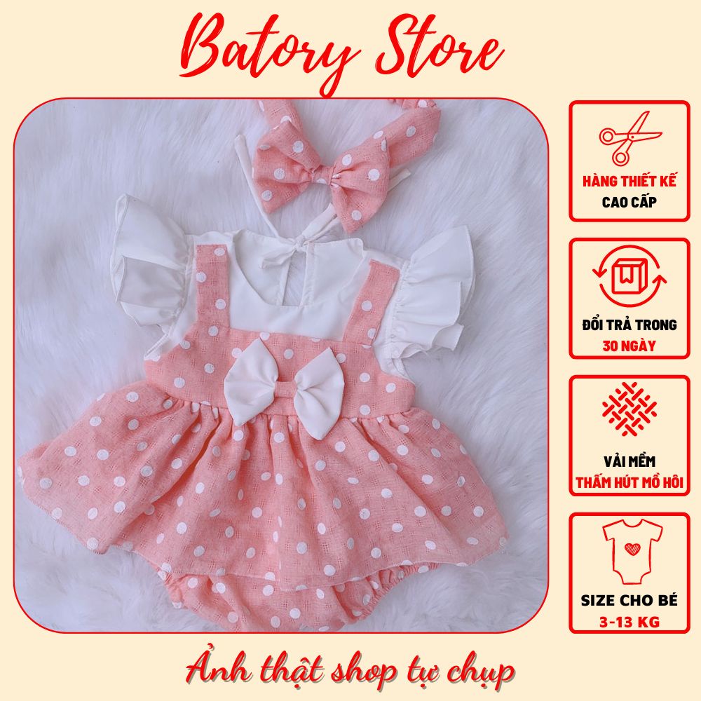 Body cho bé gái từ sơ sinh đến 1 tuổi màu hồng chấm bi tay cánh tiên Thích đi chơi Quà tặng đầy tháng, thôi nôi MG110