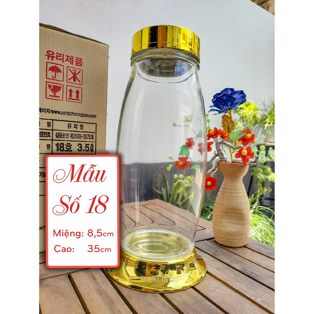 Bình thủy tinh Ngâm rượu 3,5L HÀN QUỐC YongCheon hình ELIP No18-19. Hàng cao cấp - Phóng to sâm - Bảo vệ sức khỏe. | BigBuy360 - bigbuy360.vn
