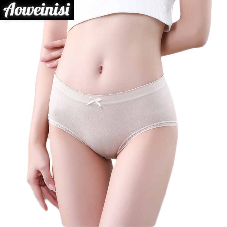 Quần lót lưng cao vừa kháng khuẩn đính nơ xinh xắn cho nữ