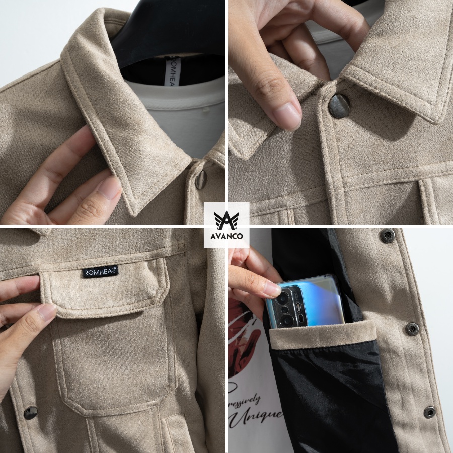 Áo khoác nam da lộn Jacket Avanco cổ bẻ mùa đông 2023, mặc lên dáng cực đẹp - DL23