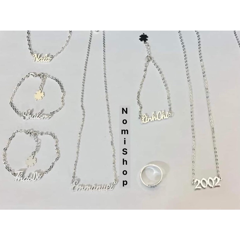 Lắc tay chữ bạc ta miễn Phí Làm Tên Theo Yêu Cầu nhỏ nhắn xinh xắn Mainomi Shop Bạc Xinh