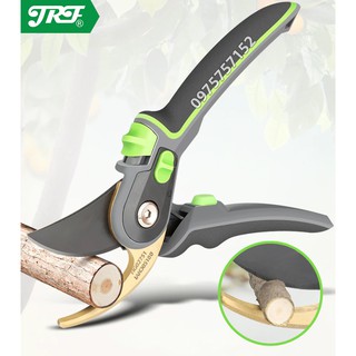 Kéo cắt cành trợ lực kiểu Đức JRF, thép SK5 siêu sắc, lực cắt mạnh, thiết kế công thái học, cơ chế Bypass hai lưỡi kép