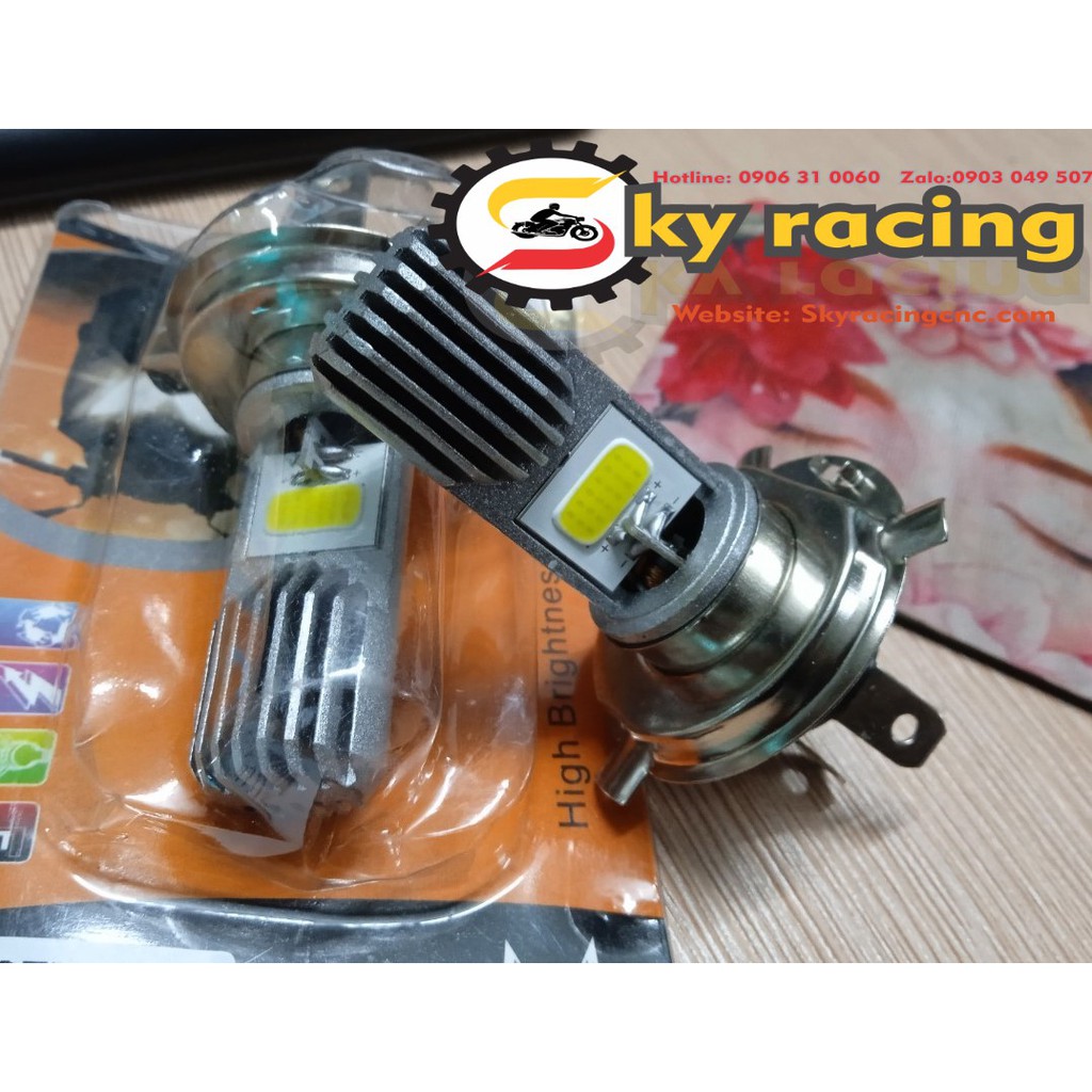 Đèn pha led xe máy 3 chân H4 siêu sáng