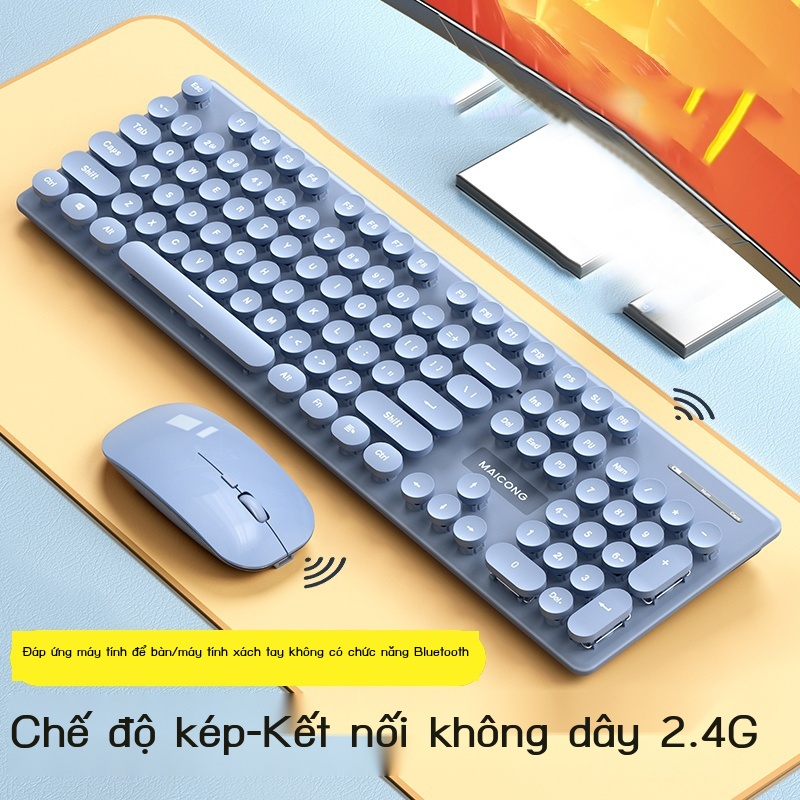 ▼◘☎Bộ bàn phím và chuột bluetooth không dây cơ học thích hợp cho Logitech sạc tắt tiếng Máy tính xách tay Apple macbook