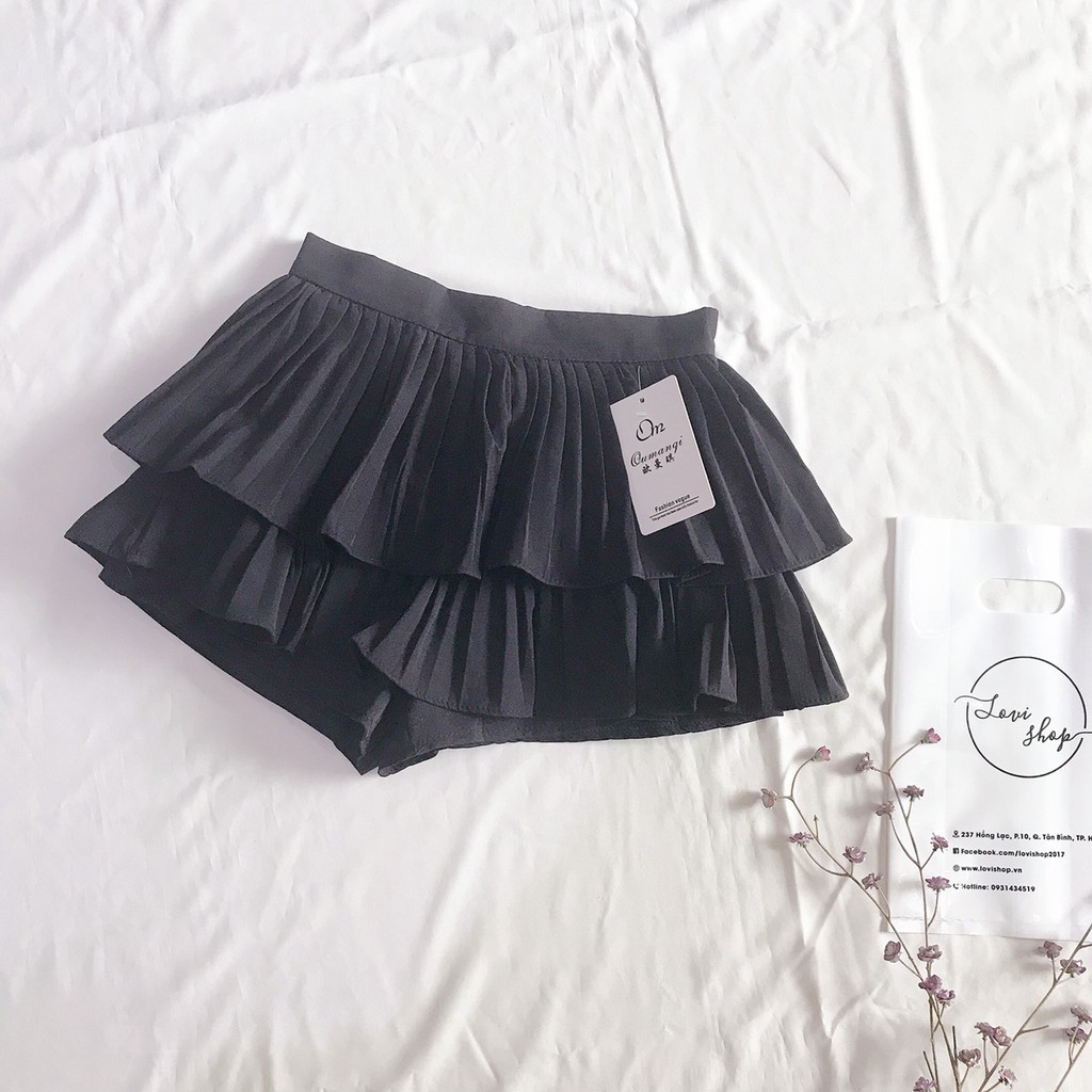 Chân váy ly 2 tầng dáng ngắn 4 màu Lovi