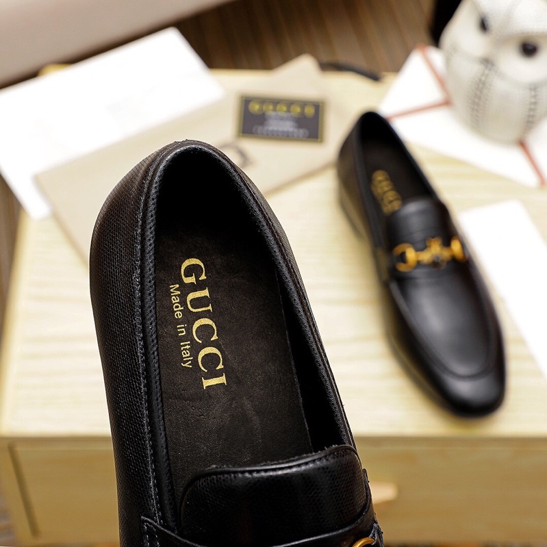 Giày tây lười cao cấp da thật thương hiệu Gucci GC/GG dáng công sở lịch lãm cho nam