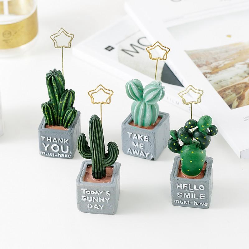 Kẹp giấy ghi chú - đế kẹp ảnh chụp/ giấy ghi chú - dụng cụ kẹp danh thiếp hoặc ảnh để bàn hình cây xương rồng dễ thương