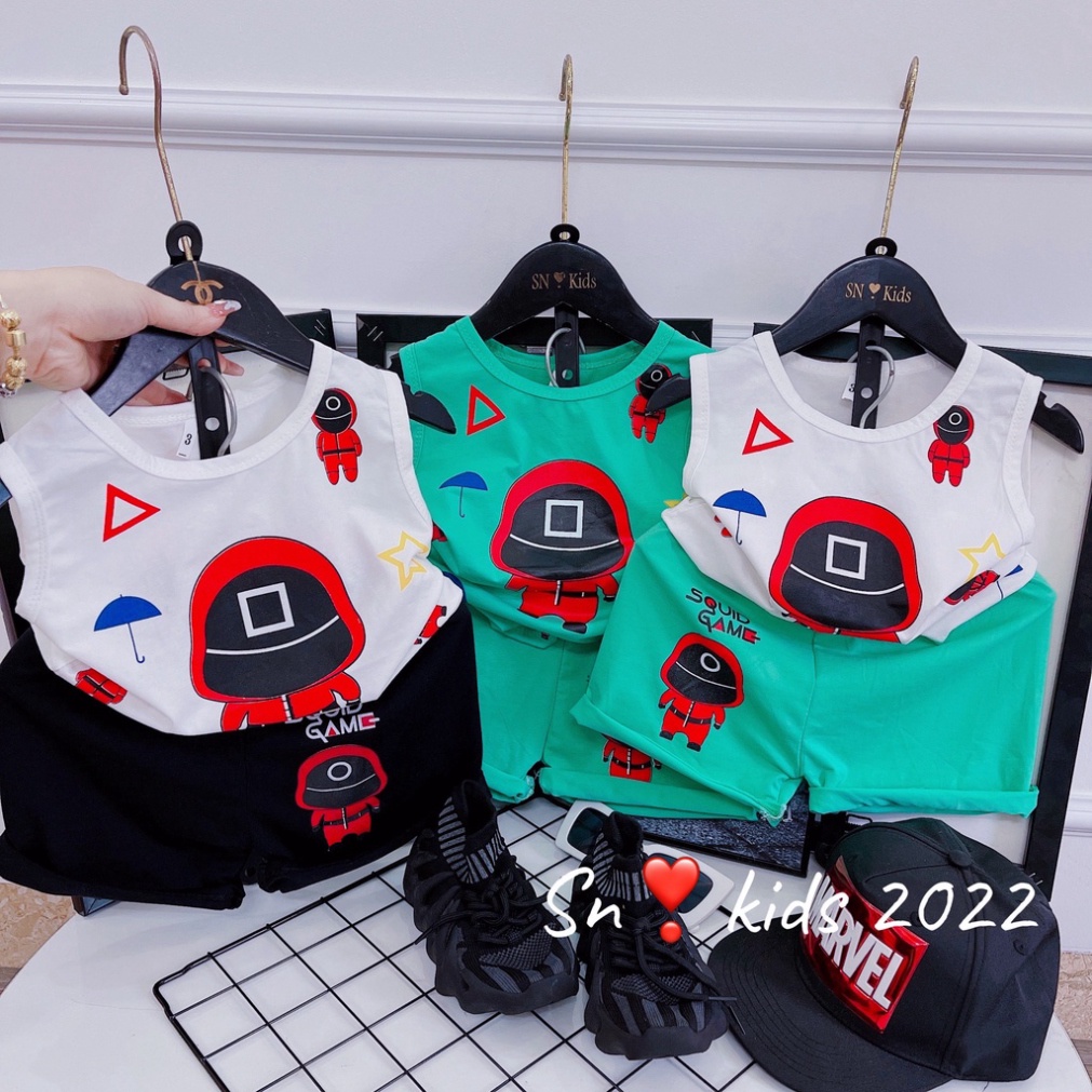 Bộ ba lỗ bé trai, Bộ đồ trò chơi con mực bé trai (10-30kg)