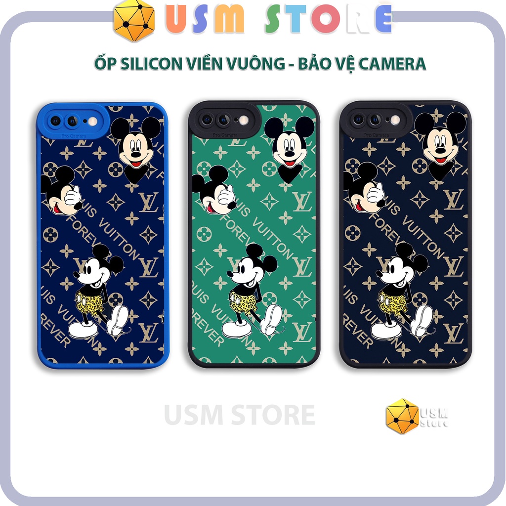 Ốp lưng in họa tiết chuột M.I.C.K.E.Y LV cho  iphone 7 / 7 Plus / 8 / 8 Plus, chất TPU, mắt thiên thần bảo vệ camera
