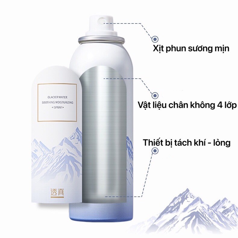Xịt khoáng đá băng LUCENBASE phục hồi dưỡng ẩm khóa ẩm dịu da Glacier Water Soothing Moisturizing Spray LUCB59 | BigBuy360 - bigbuy360.vn