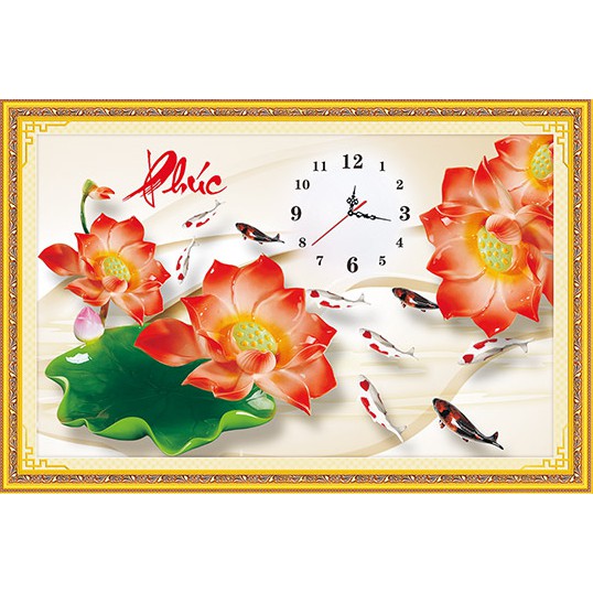 Tranh Đính Đá ĐỒNG HỒ CHỮ PHÚC (ĐÁ ABC CAO CẤP). Kích Thước: 75cm x 50cm