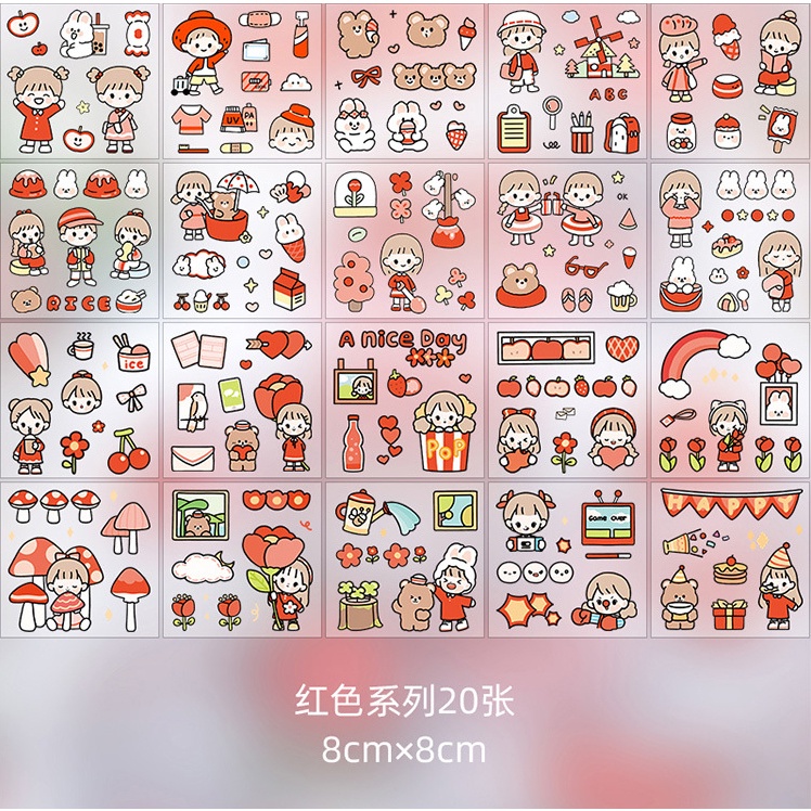 Sticker miếng dán hoạt hình cute trang trí dán tập vở, bình nước, bút nước